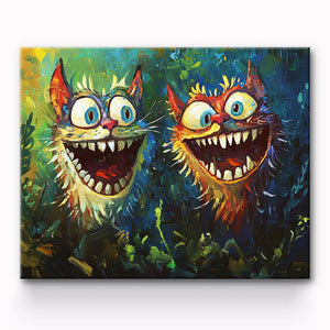 Laughing Two Cats Painting By Number 1