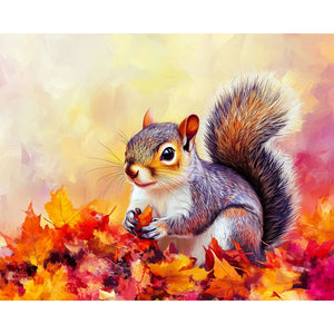 Squirrel And Maple Leaf Painting By Number 2