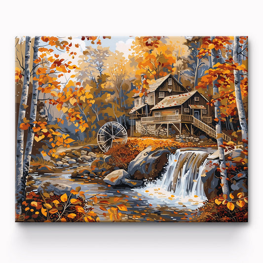 Little Stream And House Painting By Number 1