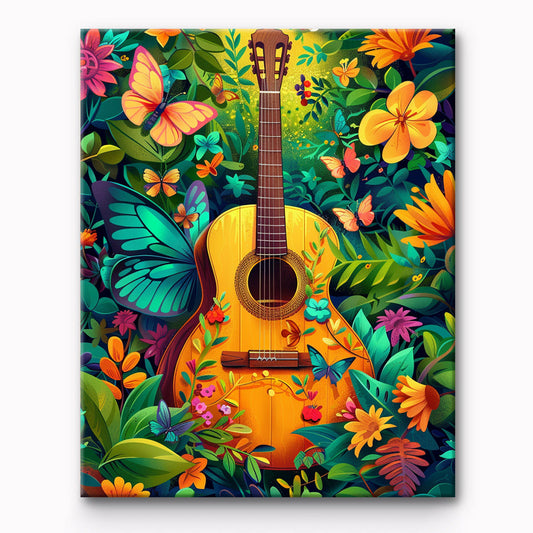 Butterfly and Guitar Painting By Number 1