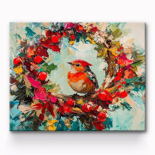 Wreath And Magpie Painting By Number 1
