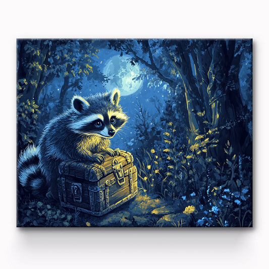 Raccoon And Treasure Painting By Number 1