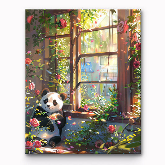 Panda Sunbathing In The Window Painting By Number 1