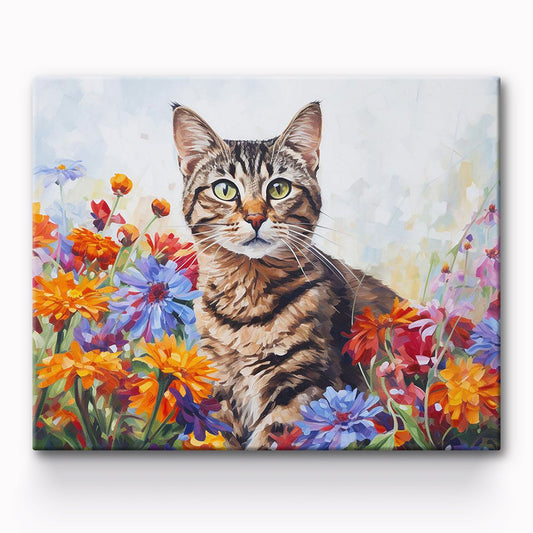 Civet Cat in the Flower Bushes Painting By Number 1