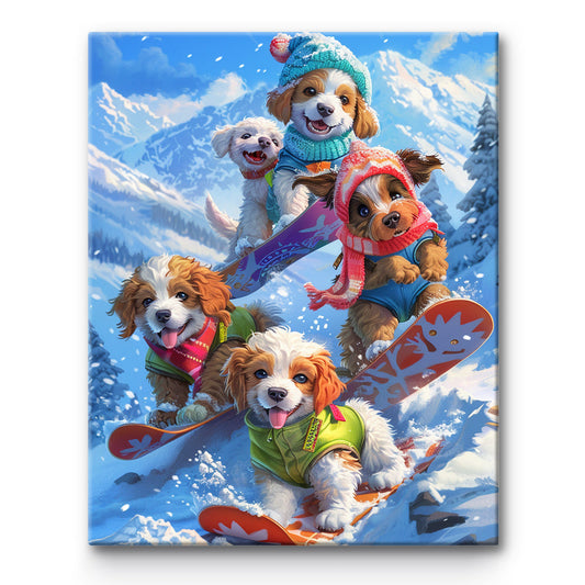 Skiing Dog Painting By Number 1