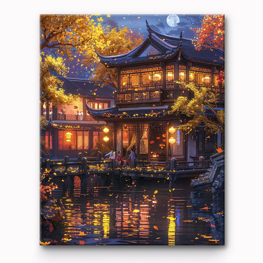 Nighttime in Jiangnan Painting By Number 1