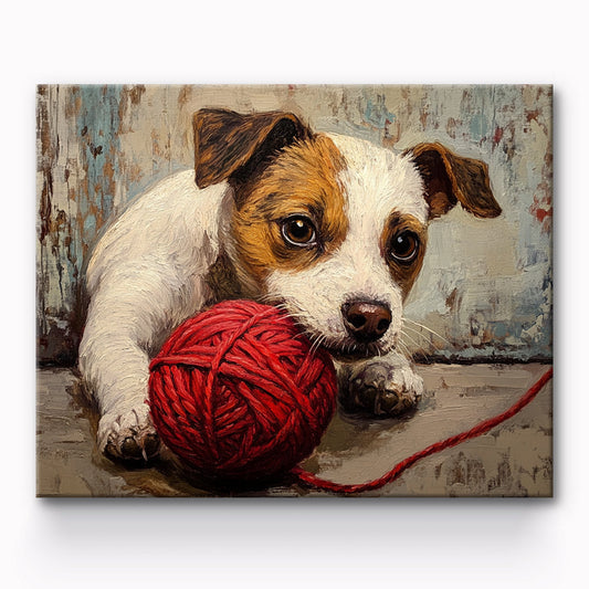 Dog with Ball of Wool Painting By Number 1