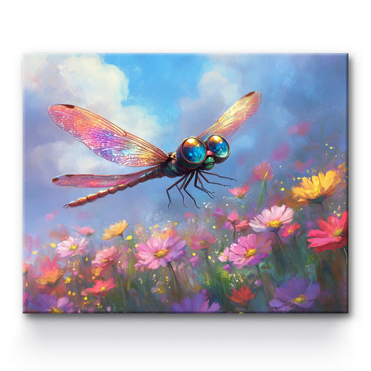 Flower Bush Dragonfly Painting By Number 1