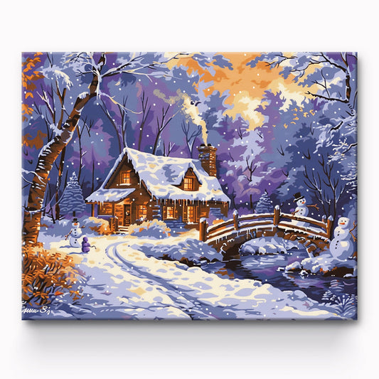 Snowman And House Painting By Number 1