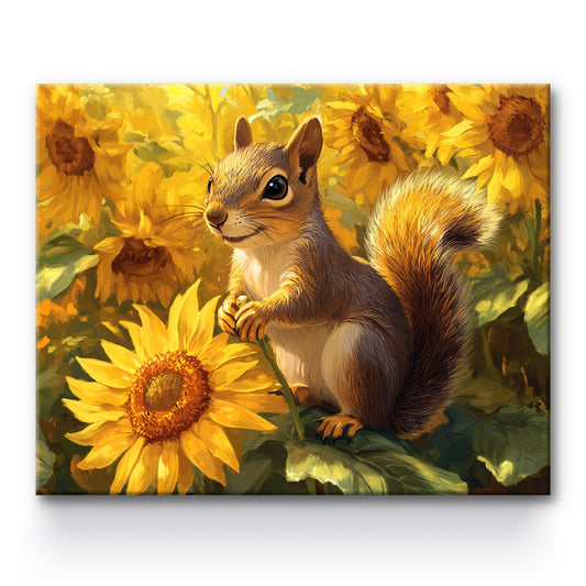 Squirrel In Sunflower Painting By Number 1