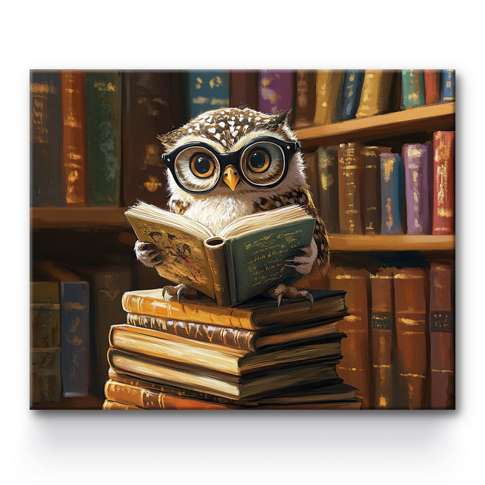 Owl Reading Book In The Study Painting By Number 1