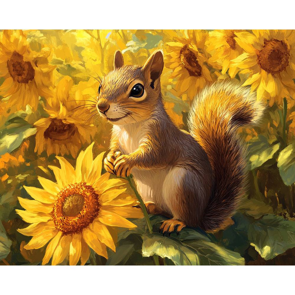 Squirrel In Sunflower Painting By Number 2