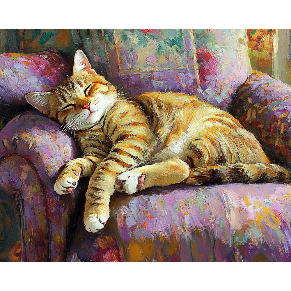 Cat Sleeping On Sofa Painting By Number 2