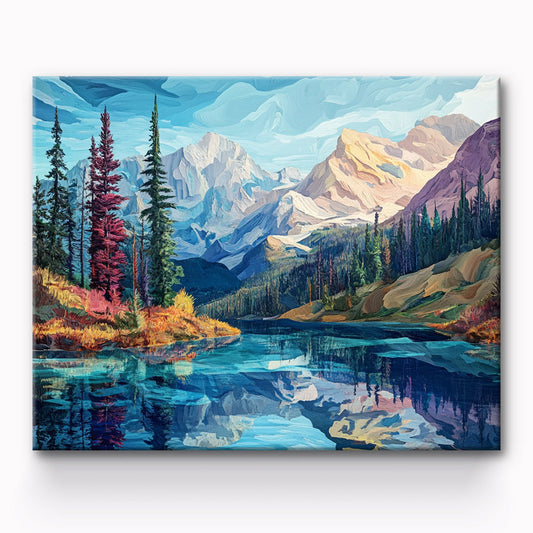 Mountain Forest Lake Painting By Number 1