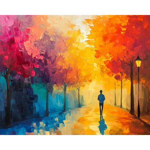 Autumn Walking Painting By Number 2