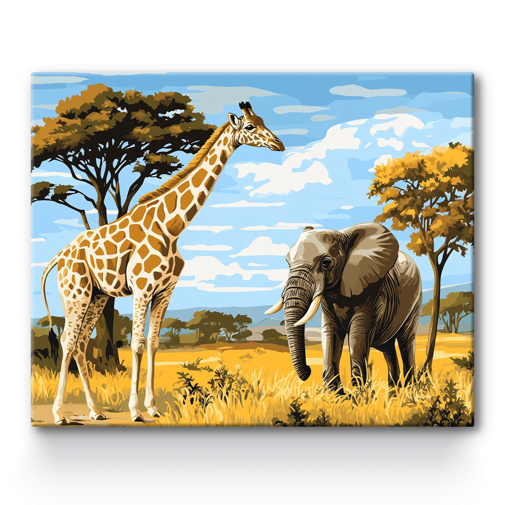 Giraffe and Elephant Painting By Number 1