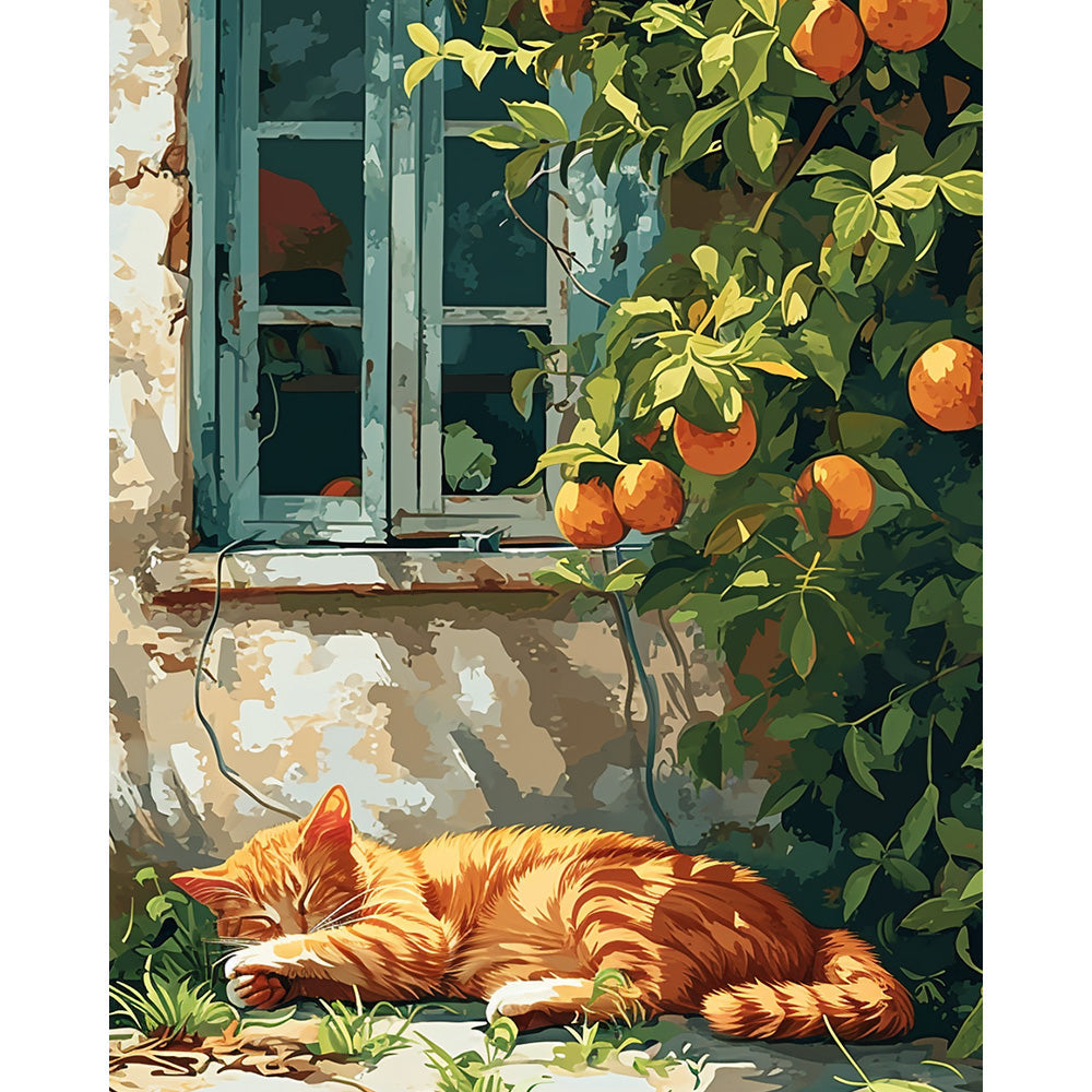 Orange Cat In The Window Painting By Number 2