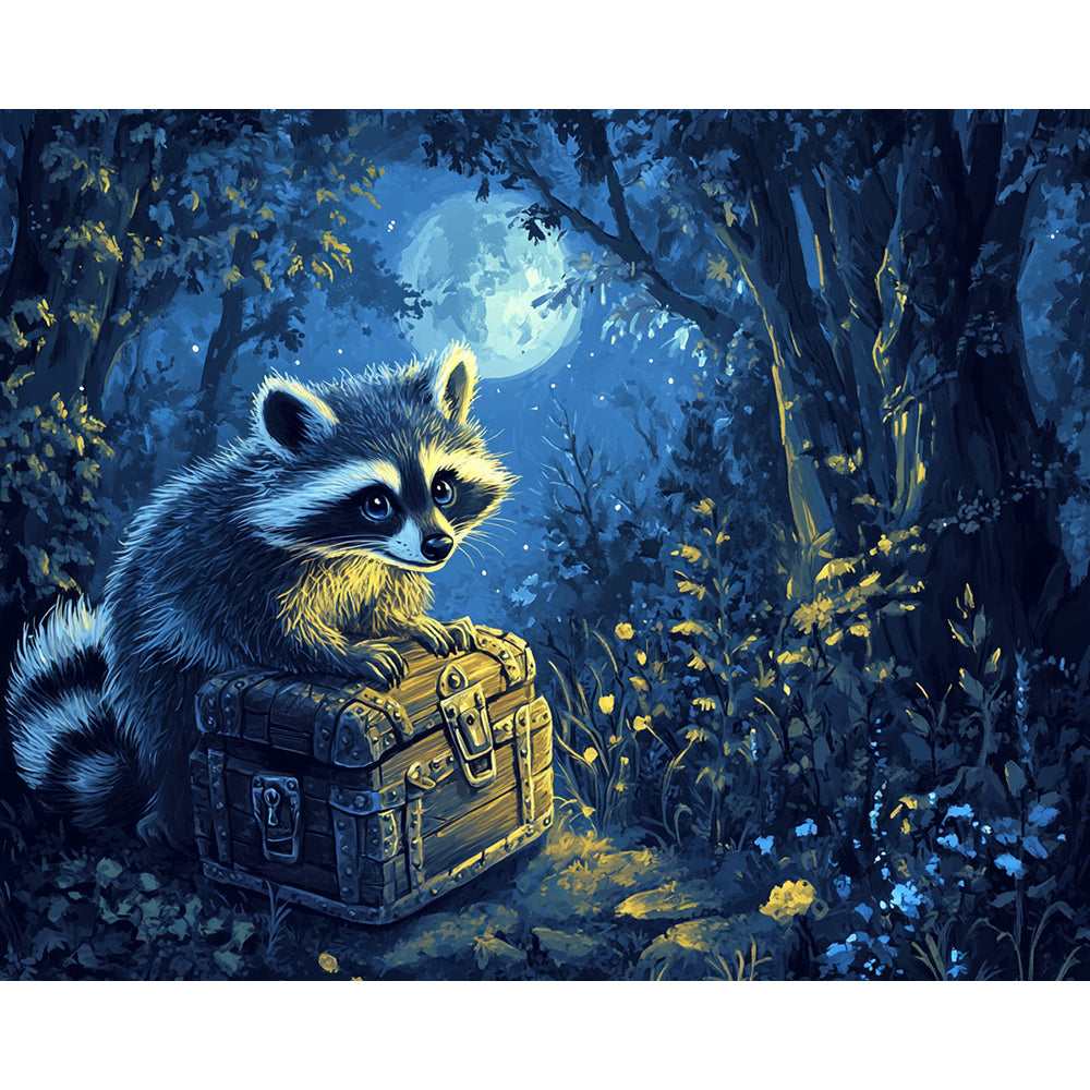 Raccoon And Treasure Painting By Number 2