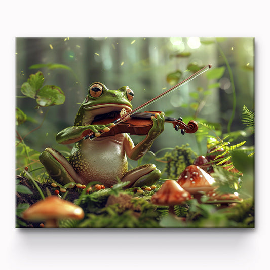 Frog Playing Fiddle Painting By Number 1