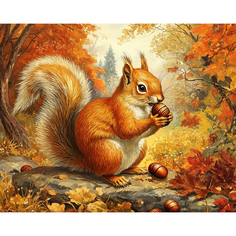 Squirrel Eating Pinecone Painting By Number 2