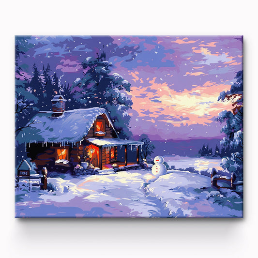 Snowman And House Painting By Number 1