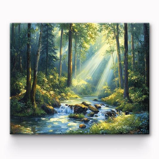 Stream In The Forest Painting By Number 1