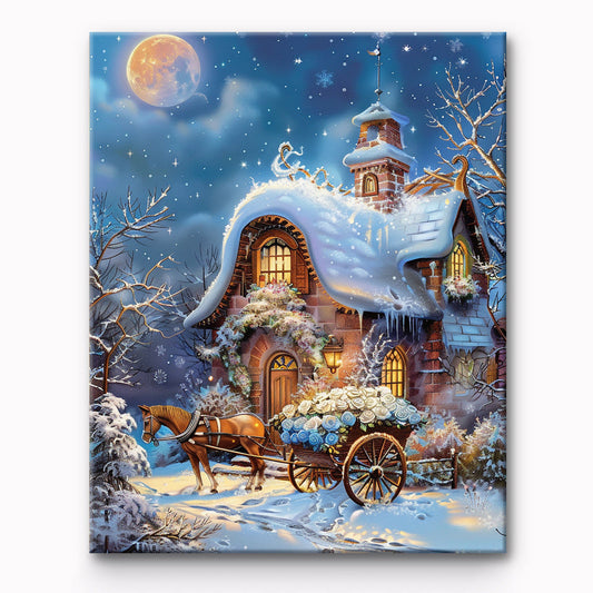House in the Moonlight Painting By Number 1