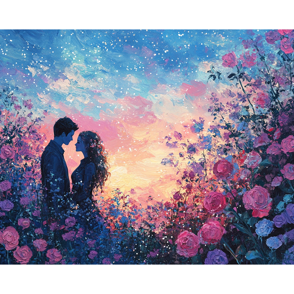 Embracing In The Sea Of Flowers Painting By Number 2