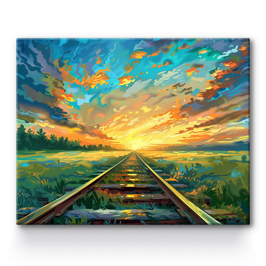 Railroad Tracks Fields  Painting By Number 1