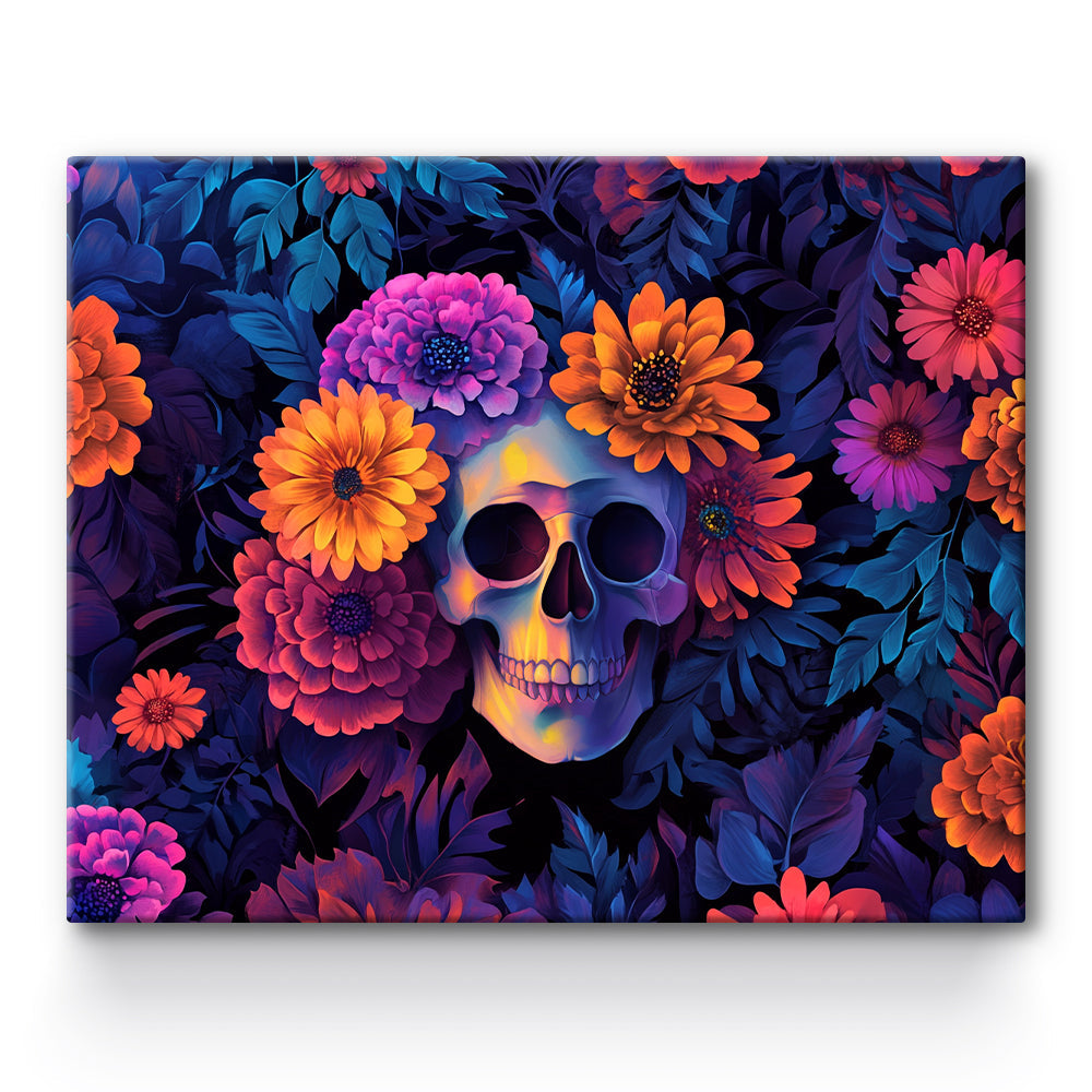 Skull in Flowers Painting By Number 1