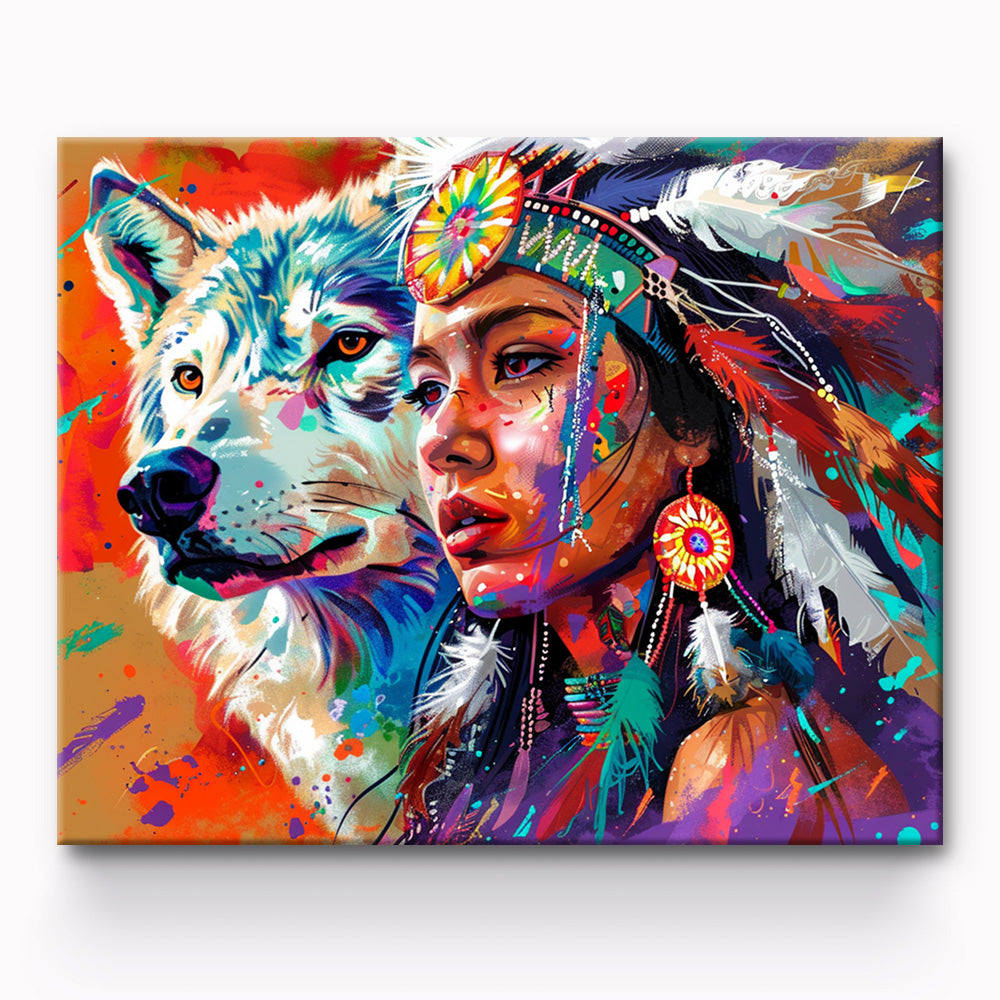Indian Girl and the Wolf Painting By Number 1