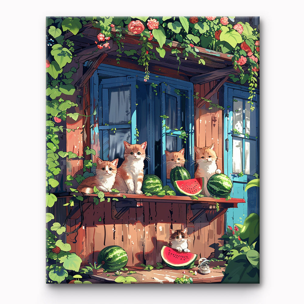 Watermelon-loving Cat Painting By Number 1