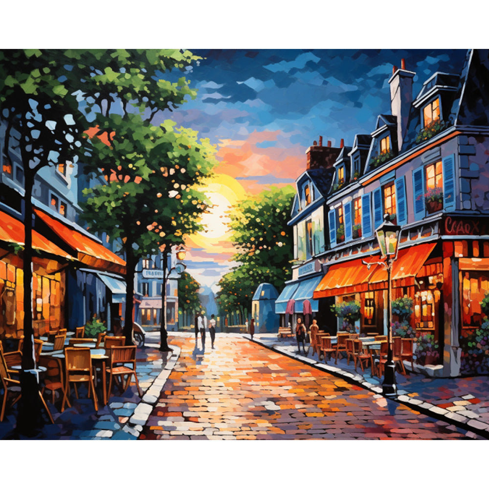 Street Side Restaurants Painting By Number 2