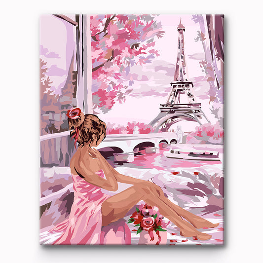 Romance Under Pink Paris Painting By Number 1