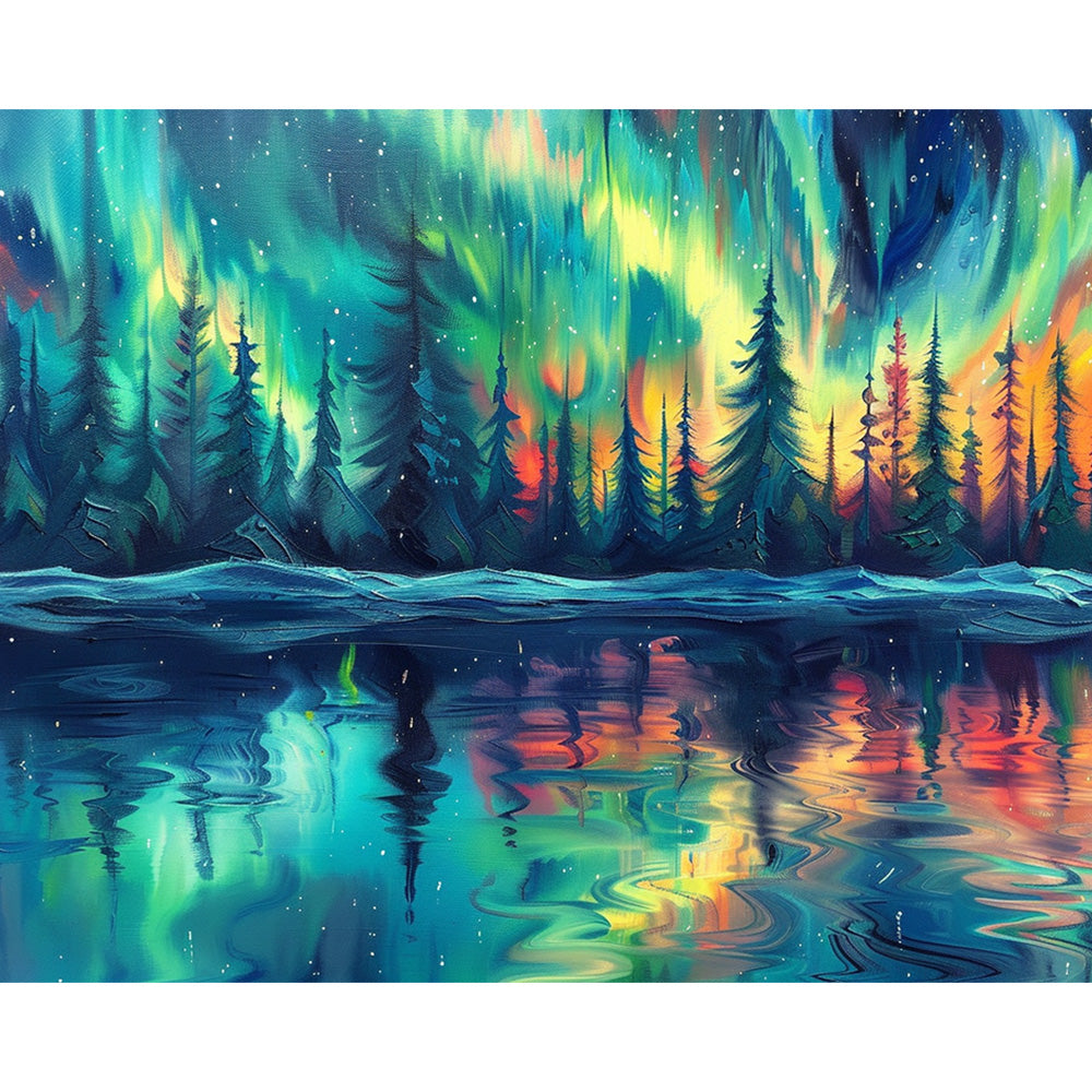 Aurora And The Trees Painting By Number 2