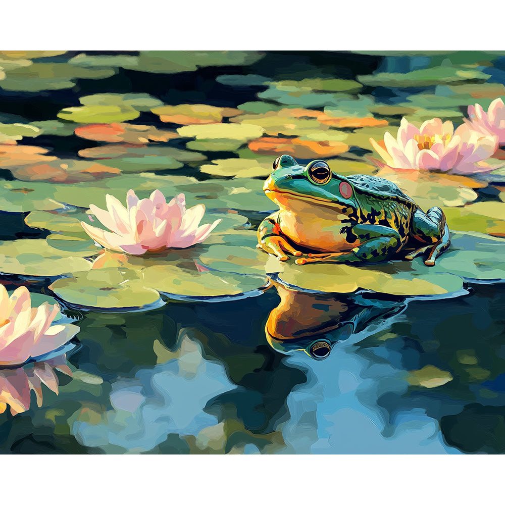 Frog On Lotus Leaf Painting By Number 2