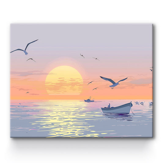 Sunset Over The Sea Painting By Number 1