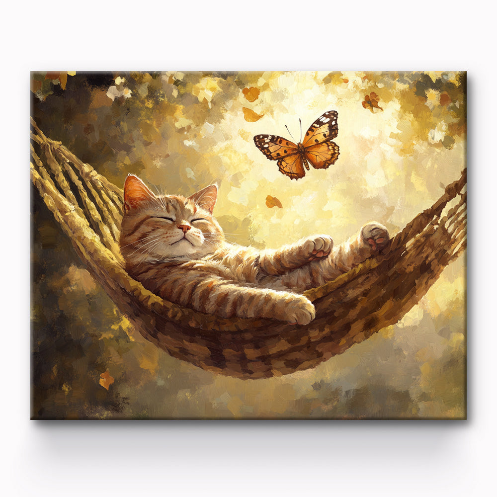 Butterfly And Lazy Cat Painting By Number 1