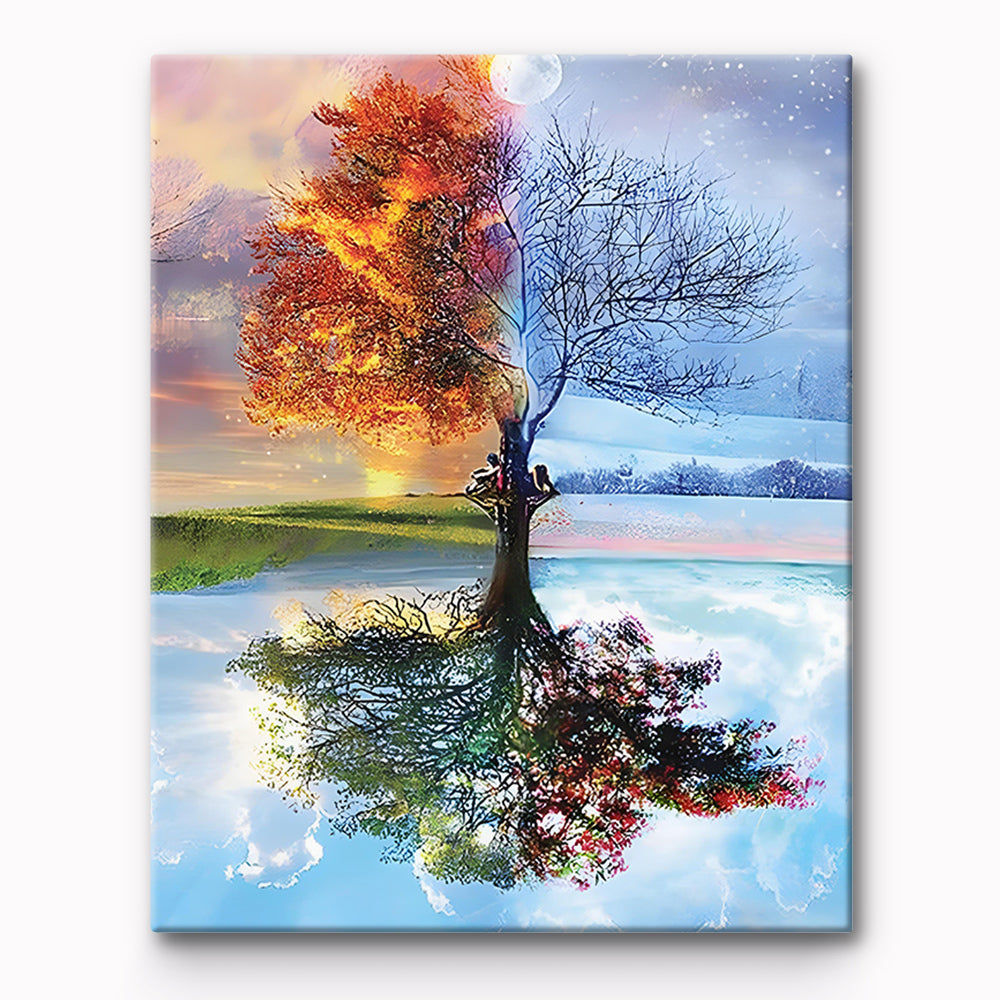 Spring And Winter Trees Painting By Number 1
