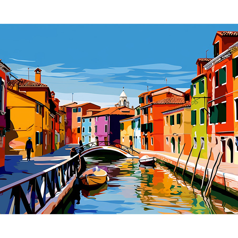 Water Town City Painting By Number 2