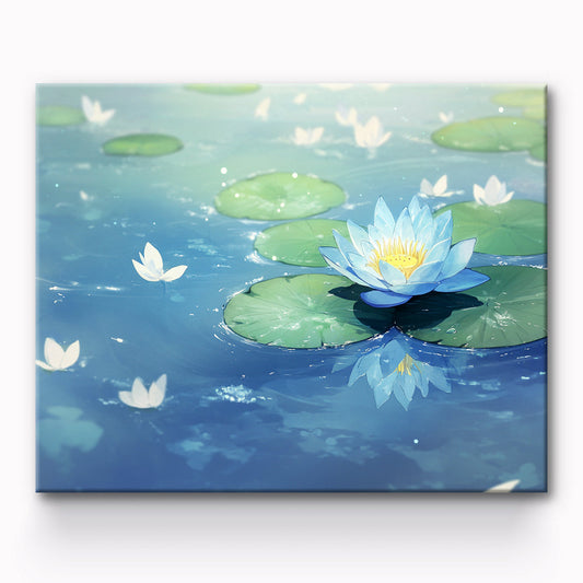 Lotus Flower And Lotus Leaf Painting By Number 1