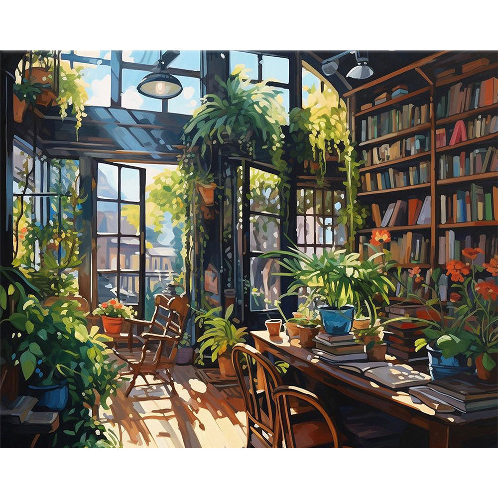 Greenery Study Room Painting By Number 2