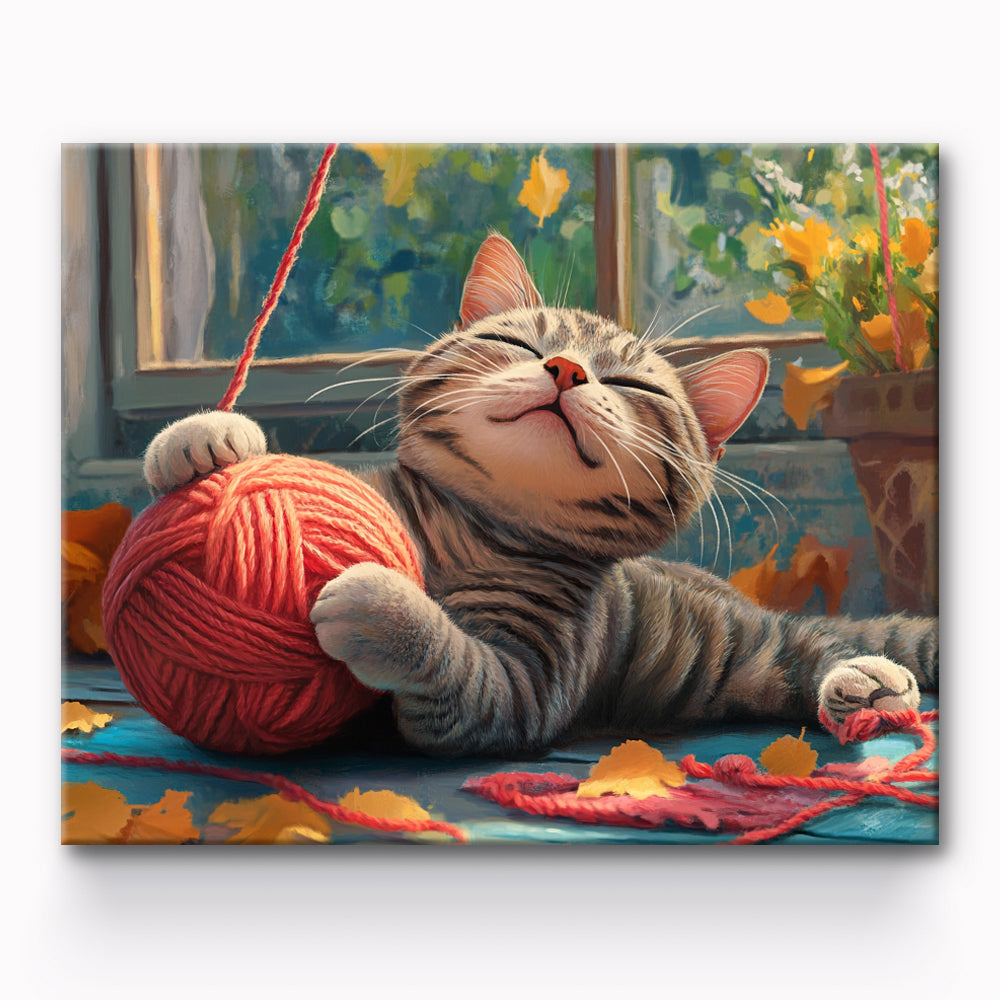 Woolly Ball With Cat Painting By Number 1