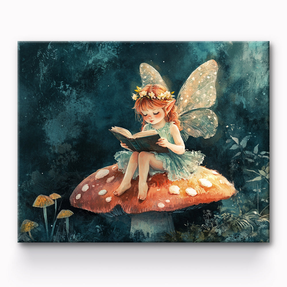 Elves Reading On Mushrooms Painting By Number 1