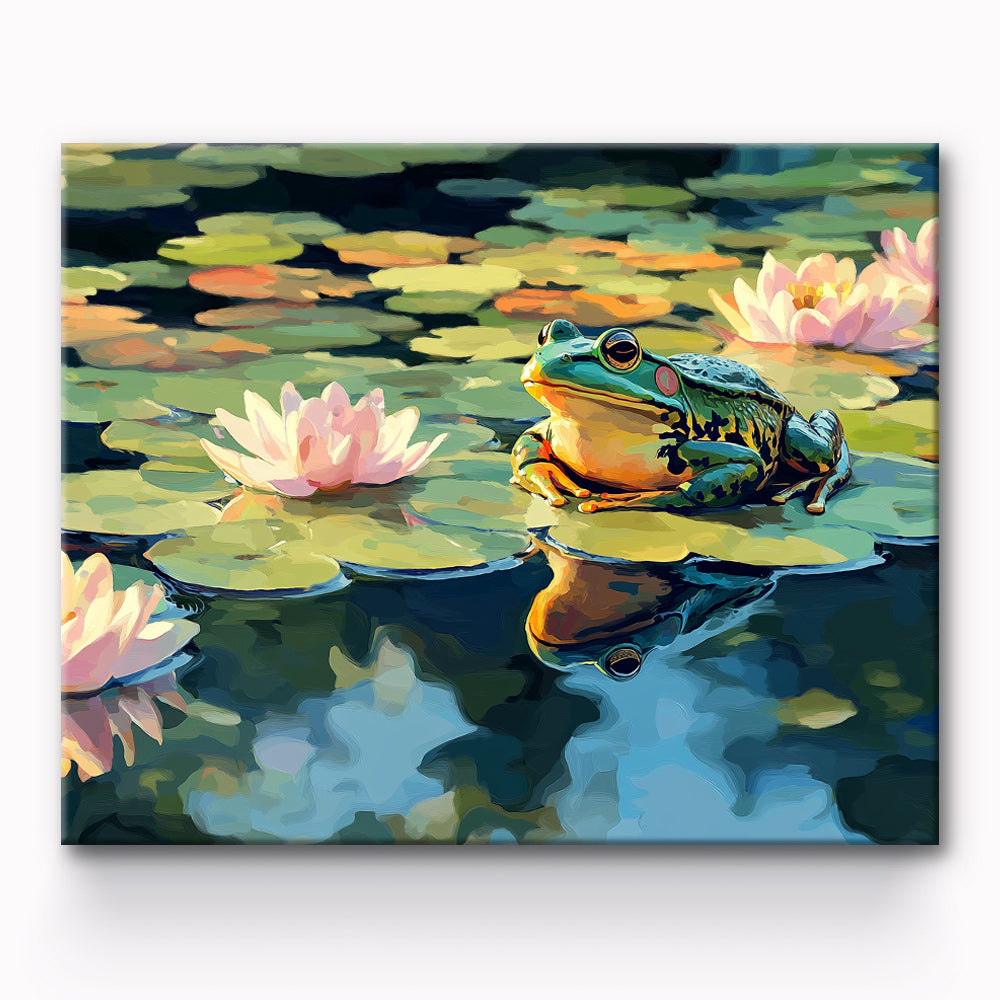 Frog On Lotus Leaf Painting By Number 1