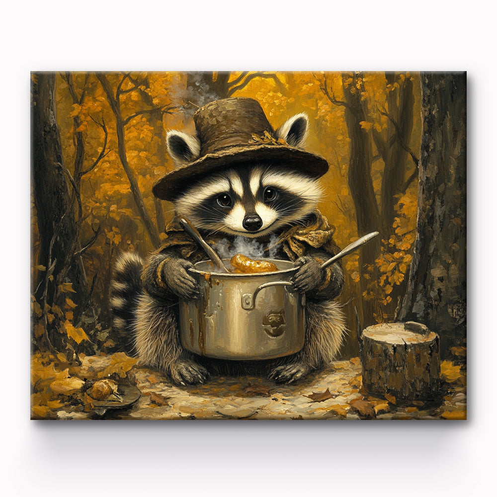 Raccoon Cooking Painting By Number 1