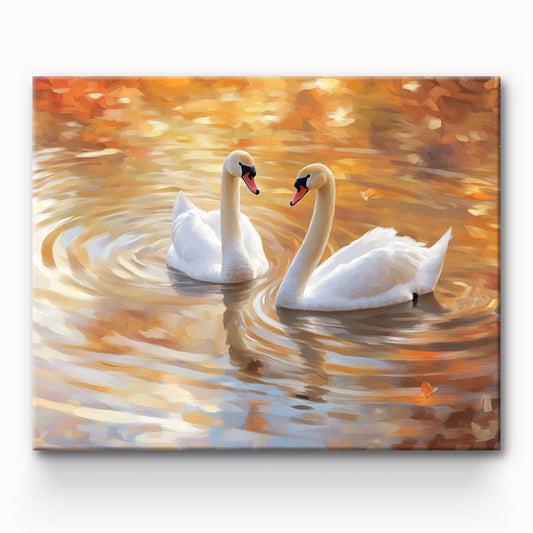 Two Geese On The Lake Painting By Number 1