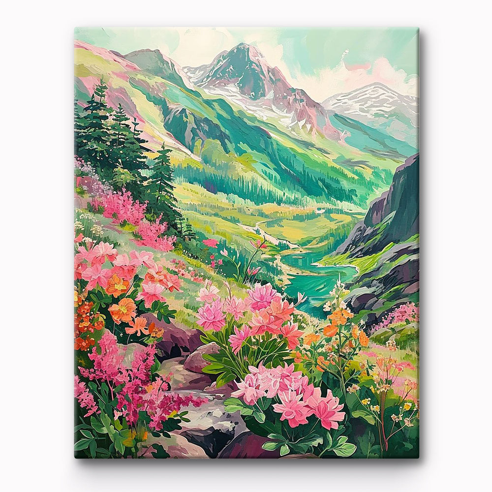 Valley Flower Landscape Painting By Number 1