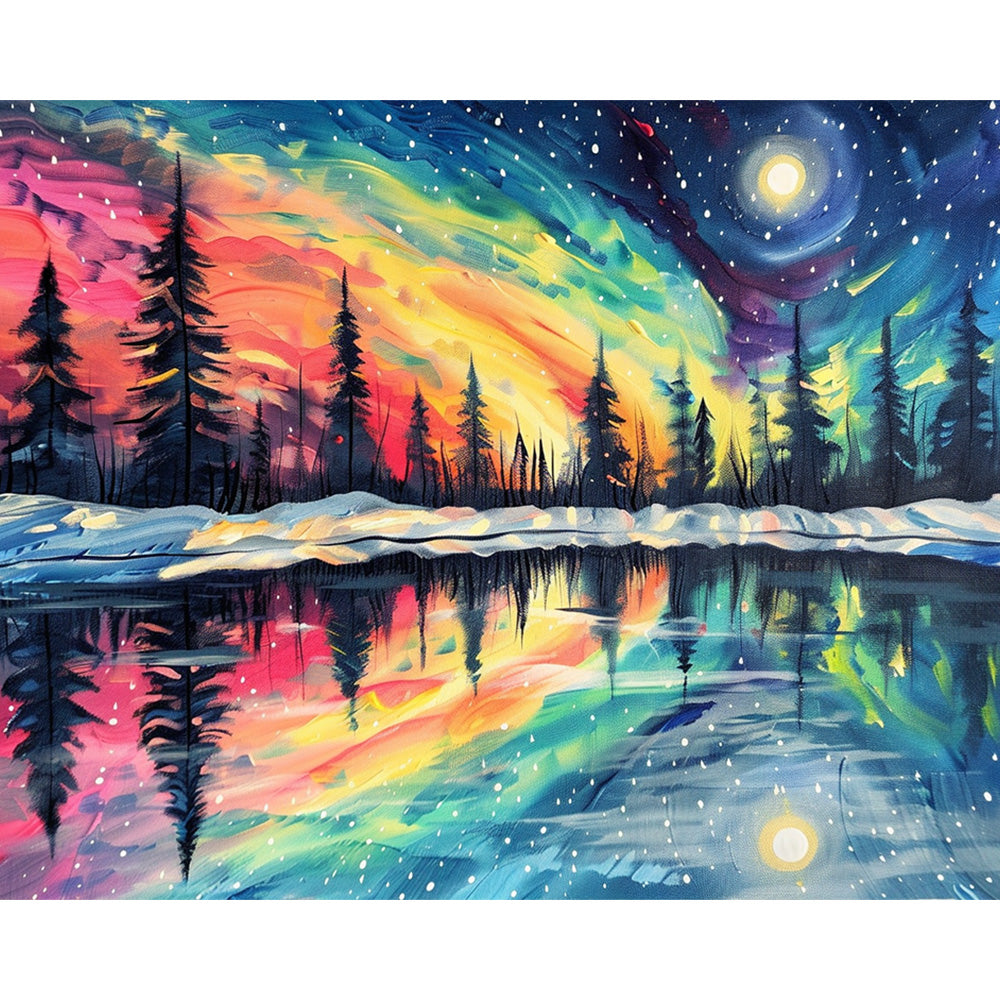 Aurora And The Trees Painting By Number 2