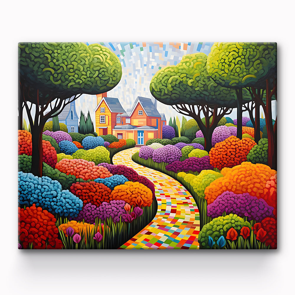 Cartoon Pixel Forest House Painting By Number 1